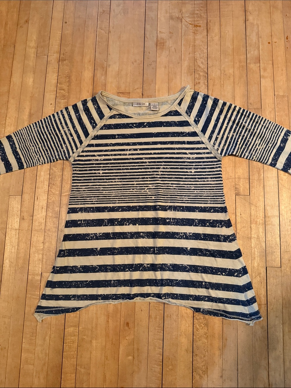 fresh Navy and Cream Striped Raglan Long Sleeve Tee